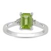 Image 1 : Sterling Silver Emerald-cut Peridot and Diamond-accented Ring
