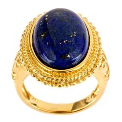 Gold over Silver Oval-cut Blue Lapis Ring