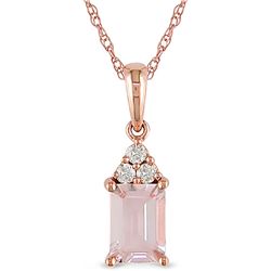 10k Pink Gold Morganite and Diamond Accent Necklace