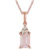Image 1 : 10k Pink Gold Morganite and Diamond Accent Necklace