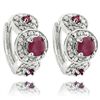 Image 1 : Sterling Silver Ruby and Diamond Accent Hoop Earrings