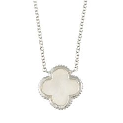 La Preciosa Sterling Silver Created Mother of Pearl Clover Necklace