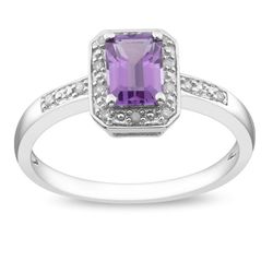 Sterling Silver Amethyst and Diamond Accent Ring