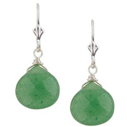 Charming Life Sterling Silver Green Aventurine Briolette Earrings