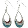 Image 1 : Pewter Turquoise and Coral Teardrop Earrings