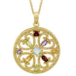 Glitzy Rocks 18k Gold over Sterling Silver Multi-gemstone Pendant