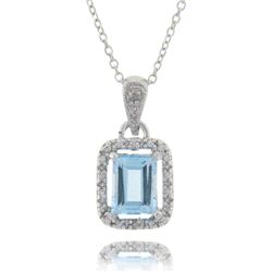 Sterling Silver Blue Topaz and Diamond Accent Necklace