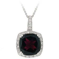 Glitzy Rocks Sterling Silver Garnet and Cubic Zirconia Necklace