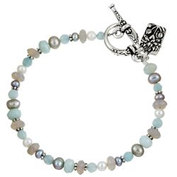 Charming Life Silverplated Gemstone and Lotus Charm Bracelet