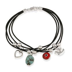 Sterling Silver Turquoise Evil Eye Charm Bracelet