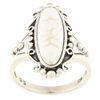 Image 1 : Southwest Moon Sterling Silver Oval Howlite Filigree Ring
