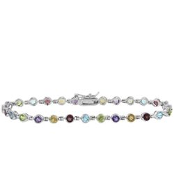 Sterling Silver Multi Gemstone Tennis Bracelet