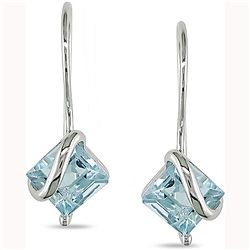 10k White Gold Blue Topaz Earrings