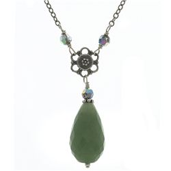 Charming Life Sterling Silver and Green Aventurine Necklace