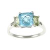 Image 1 : 14k White Gold Blue Topaz, Peridot and Diamond Accent Ring