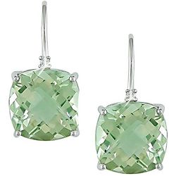 10k White Gold Green Amethyst and Diamond Accent Earrings