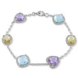 New York Gems Sterling Silver Checkerboard Multi-gemstone Bracelet