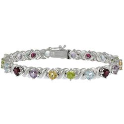 Glitzy Rocks Sterling Silver X and O Multi-gemstone Bracelet