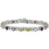 Image 1 : Glitzy Rocks Sterling Silver X and O Multi-gemstone Bracelet