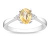 Image 1 : Sterling Silver Oval Citrine and Diamond-accented Ring