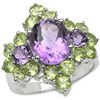 Image 1 : Sterling Silver Genuine Amethyst and Peridot Ring