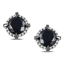 10k White Gold 3 1/4ct TDW Black and White Diamond Earrings