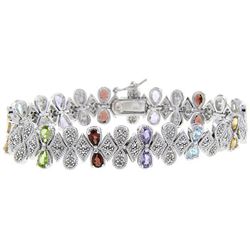 Silver Multi-gemstone and 1/2ct TDW Diamond Bracelet