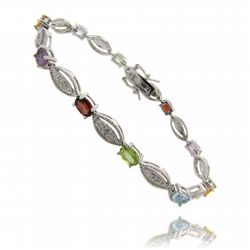 Gem Jolie Multi-Gemstone and Diamond Accent Link Bracelet