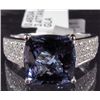 Image 1 : 14K WHITE GOLD LADIES TANZANITE AND DIAMOND RING - SIZE 7.25