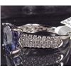 Image 2 : 14K WHITE GOLD LADIES TANZANITE AND DIAMOND RING - SIZE 7.25