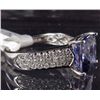 Image 3 : 14K WHITE GOLD LADIES TANZANITE AND DIAMOND RING - SIZE 7.25