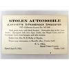 Image 1 : 1923 STOLEN AUTOMOBILE INFORMATION POSTCARD