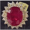 Image 1 : 14K GOLD LADIES RUBY AND DIAMOND RING - SIZE 7.25