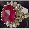 Image 2 : 14K GOLD LADIES RUBY AND DIAMOND RING - SIZE 7.25
