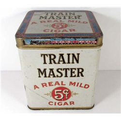 VINTAGE TRAIN MASTER ADVERTISING CIGAR TIN