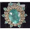 Image 1 : 14K GOLD LADIES EMERALD AND DIAMOND RING - SIZE 7