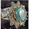Image 3 : 14K GOLD LADIES EMERALD AND DIAMOND RING - SIZE 7