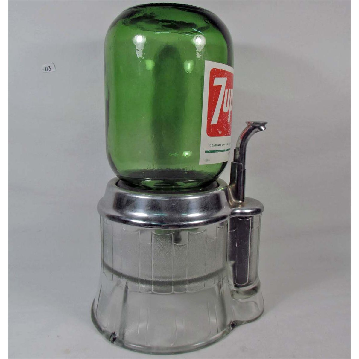VERY RARE VINTAGE 7UP SODA SHOP SYRUP DISPENSER W/ ART DECO GLASS BASE