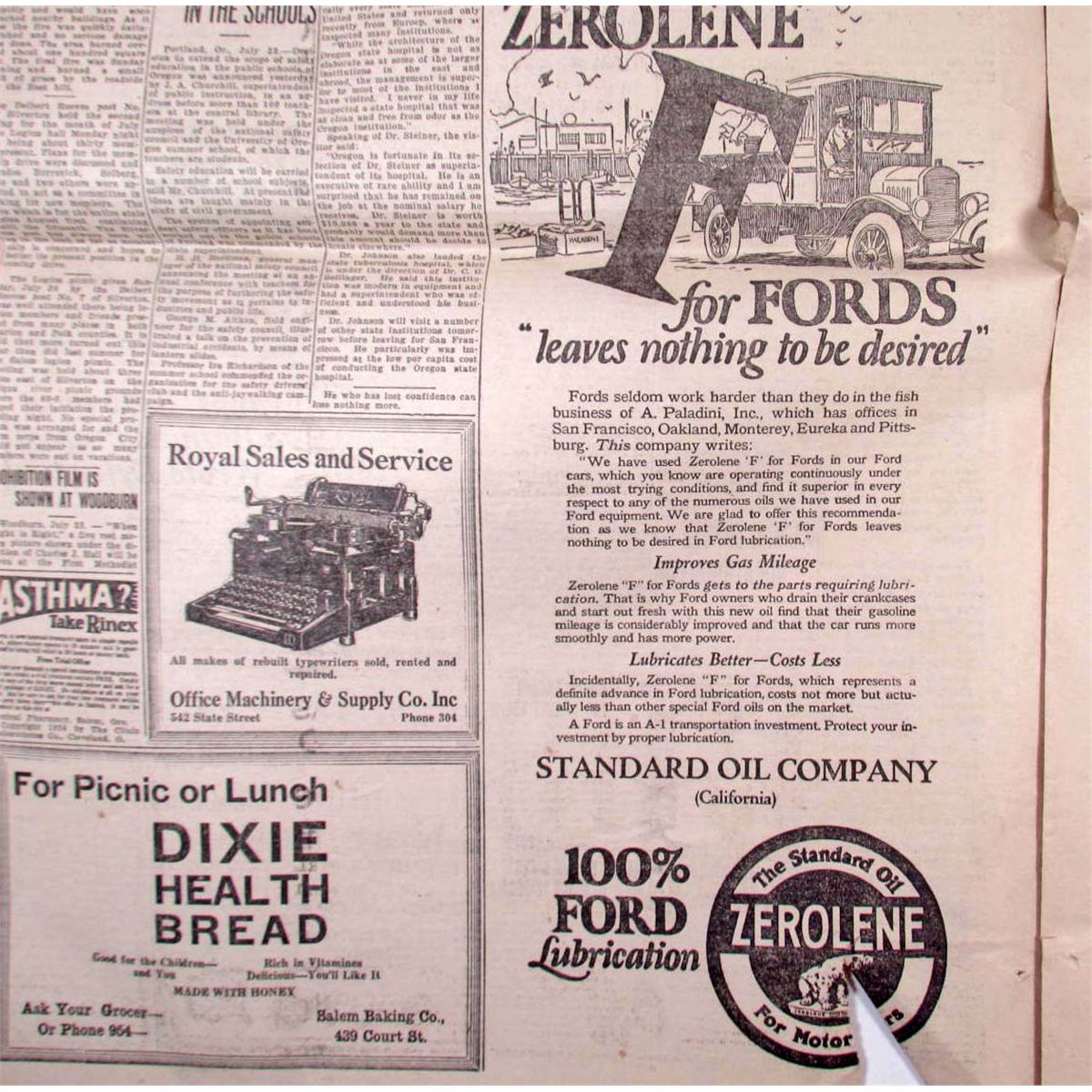 1924 NEWSPAPER "CAPITAL JOURNAL" SALEM, OREGON