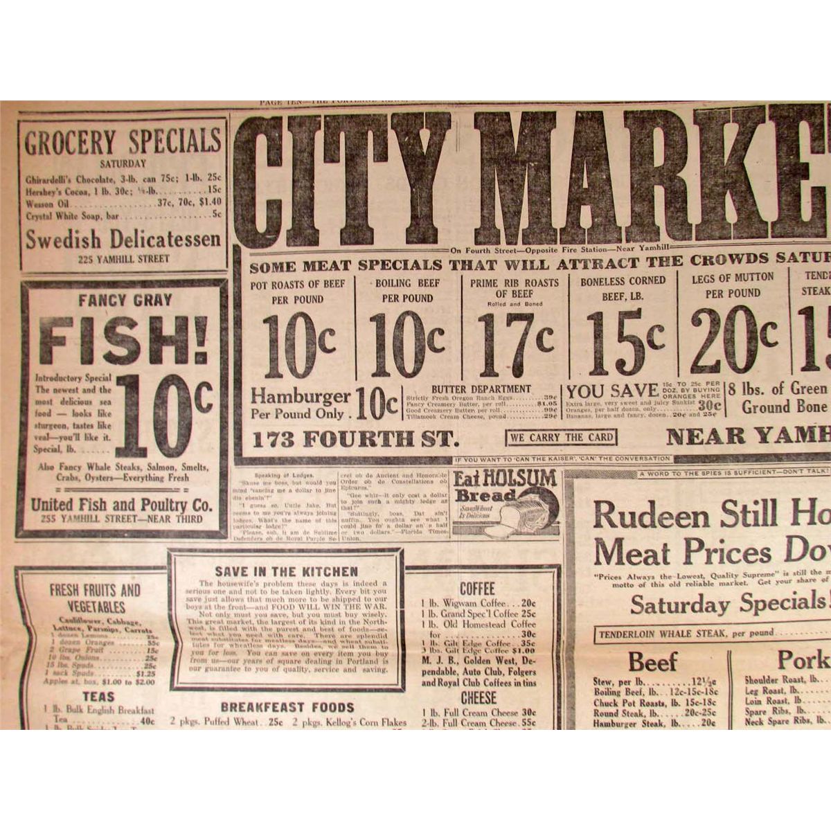 1918 NEWSPAPER "OREGON JOURNAL" PORTLAND OREGON