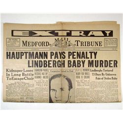1936 NEWSPAPER "EXTRA MEDFORD MAIL TRIBUNE" MEDFORD OREGON