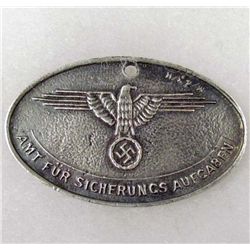 GERMAN NAZI GESTAPO POLIZIE BADGE FROM SS WEIMWEHR DANZIC 1864 AUSWEIS