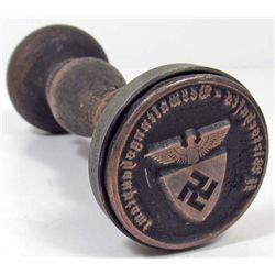 GERMAN NAZI WAX SEAL / RUBBER STAMP W/ WOOD HANDLE