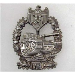 GERMAN NAZI ARMY TANK ASSAULT BADGE - 75 ASSAULTS