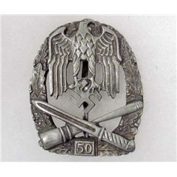 GERMAN NAZI ARMY GENERAL ASSAULT BADGE - 50 ASSAULTS