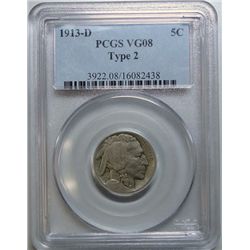 1913D  T2 Buffalo nickel PCGS08