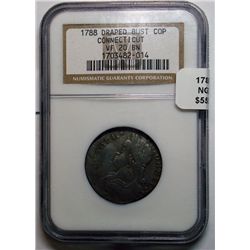 1788 copper Connecticut Bust left  NGC20  RARE