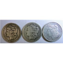 1878CC  XF and 2  1892CC  F  and a VG Morgan $