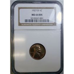 1927D Lincoln penny  NGC64BN