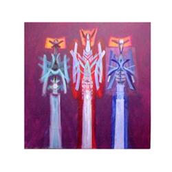 Jean Brisson (b. 1931) French TOTEMS, oil pai
